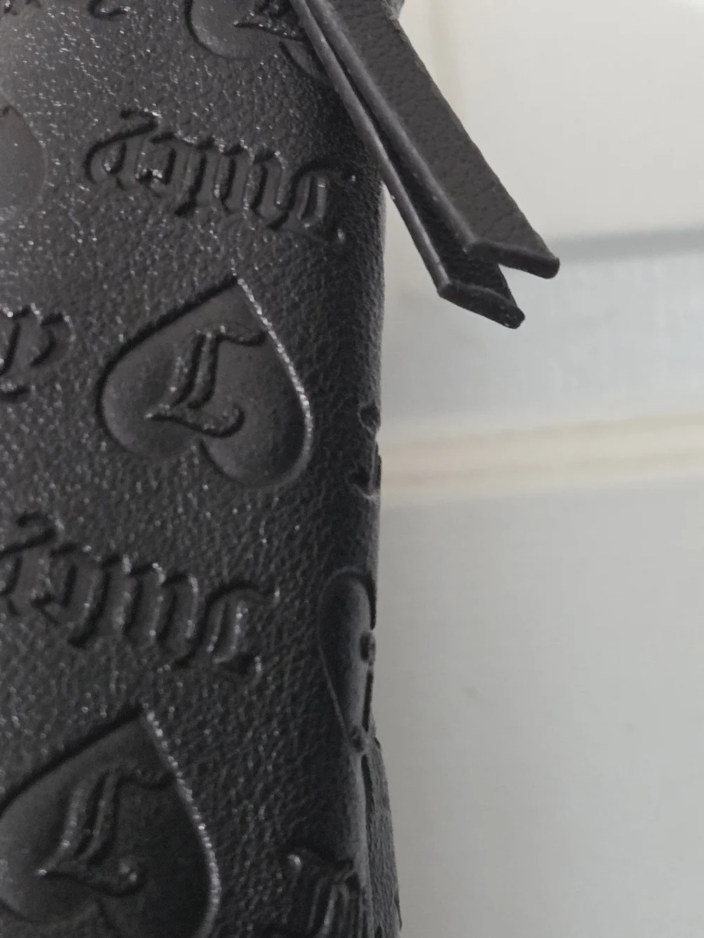 Juicy Couture Black Embossed Mini Backpack with Gold Chain